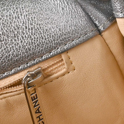 Chanel 2005-2006 Silver Calfskin Luxury Line Accordion Flap Bag Shoulder Bag
