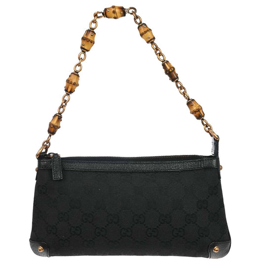Gucci Black Canvas Bamboo GG Chain Handbag