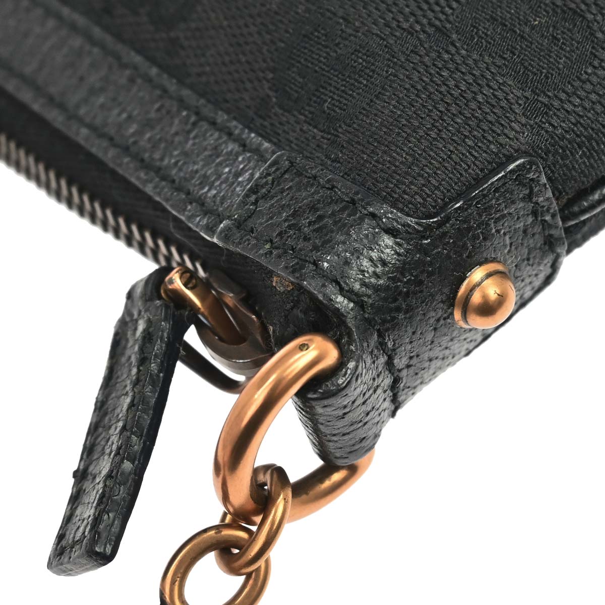 Gucci Black Canvas Bamboo GG Chain Handbag