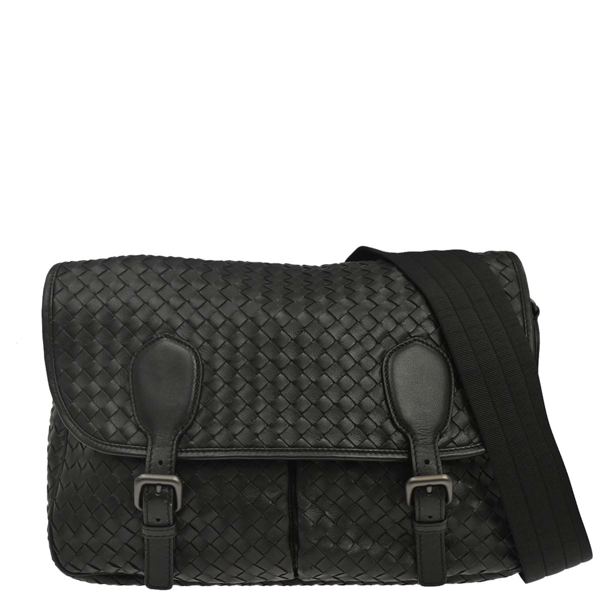 Bottega Veneta Black Lambskin Intrecciato Shoulder Bag
