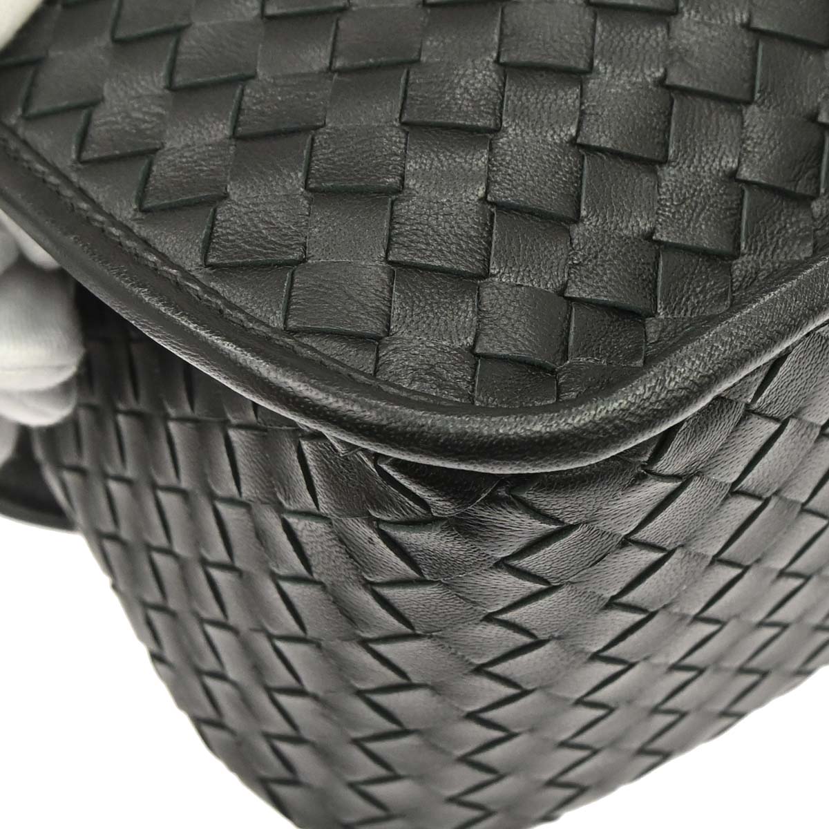 Bottega Veneta Black Lambskin Intrecciato Shoulder Bag
