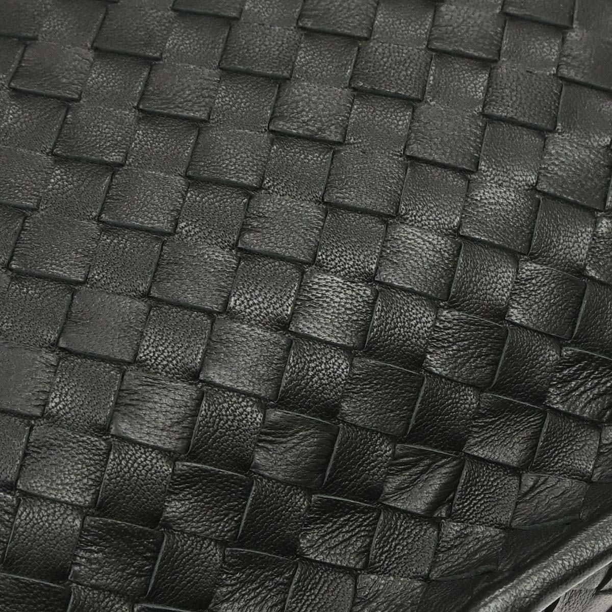 Bottega Veneta Black Lambskin Intrecciato Shoulder Bag