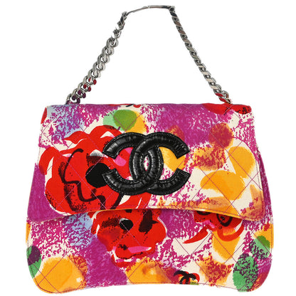 Chanel 1996-1997 Purple Canvas Floral Power Handbag