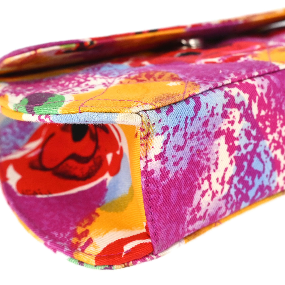 Chanel 1996-1997 Purple Canvas Floral Power Handbag