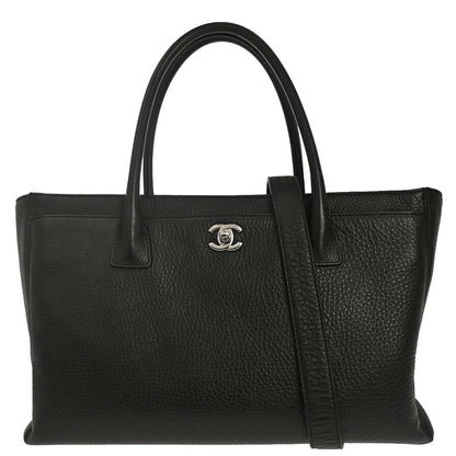 Chanel Black Deerskin Executive Cerf 2way Shoulder Tote Bag