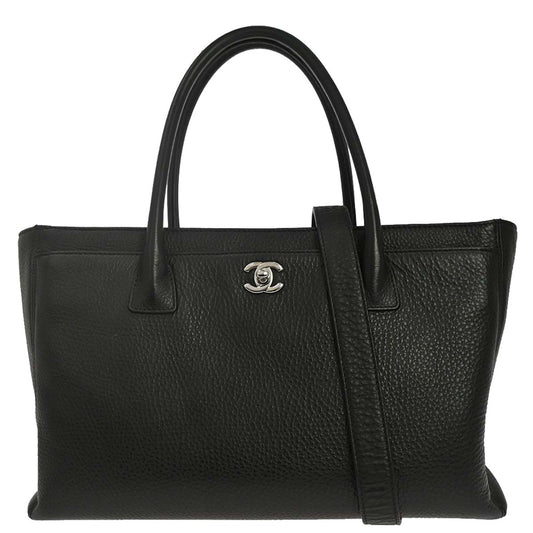 Chanel Black Deerskin Executive Cerf 2way Shoulder Tote Bag
