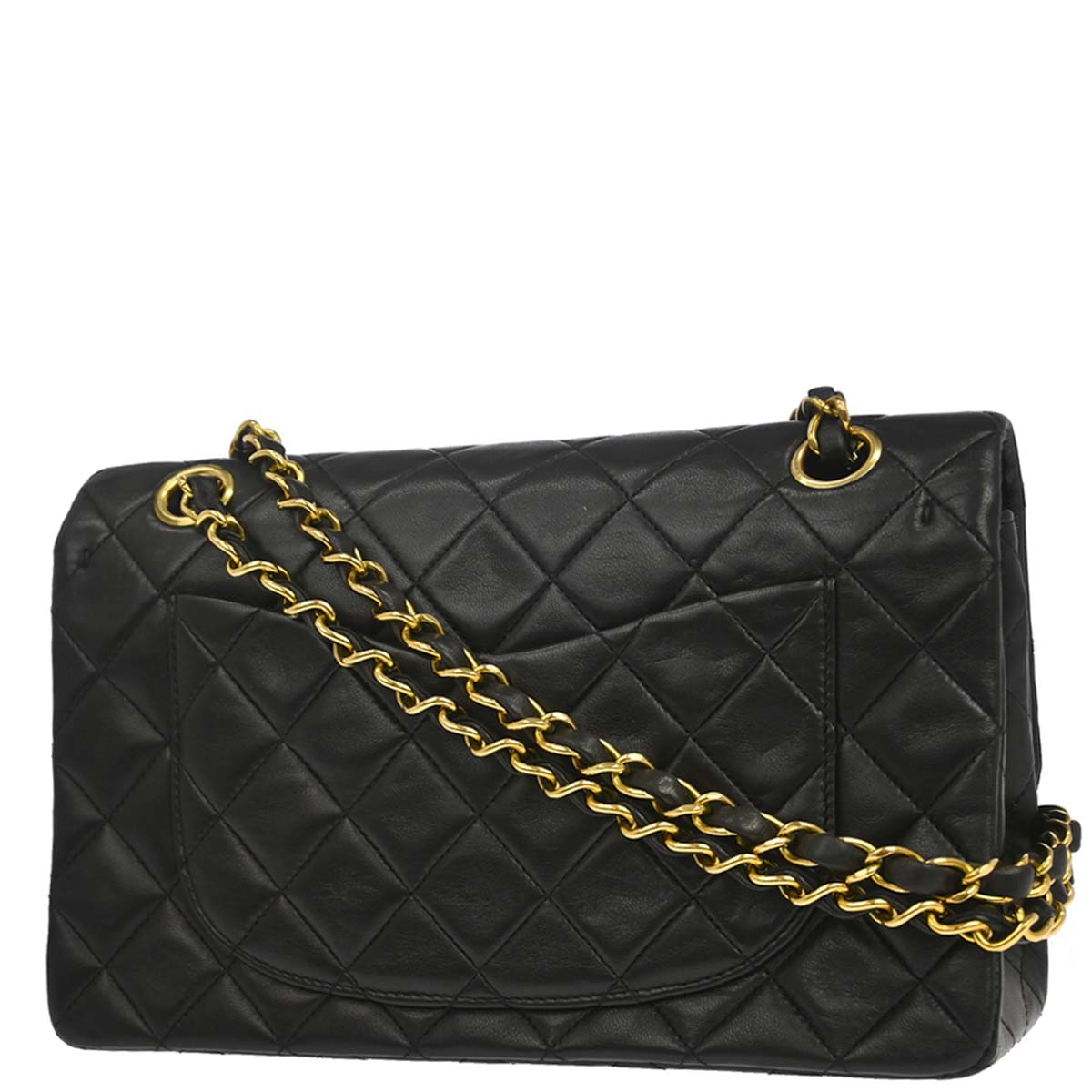 Chanel 1994-1996 Black Lambskin Small Classic Double Flap Shoulder Bag