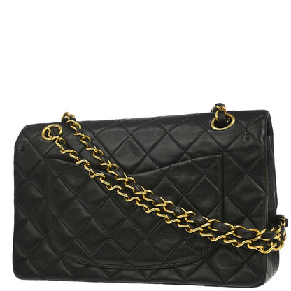 Chanel 1994-1996 Black Lambskin Small Classic Double Flap Shoulder Bag