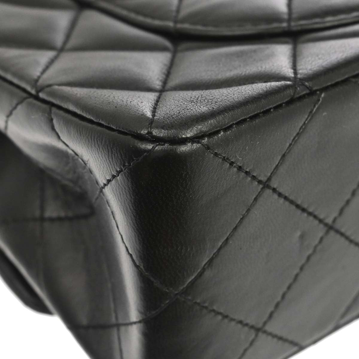 Chanel 1994-1996 Black Lambskin Small Classic Double Flap Shoulder Bag