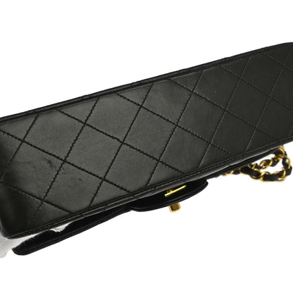 Chanel 1994-1996 Black Lambskin Small Classic Double Flap Shoulder Bag