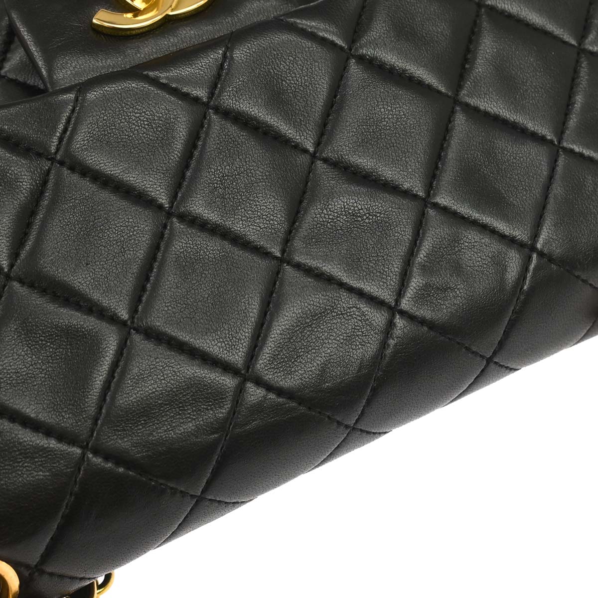 Chanel 1994-1996 Black Lambskin Small Classic Double Flap Shoulder Bag