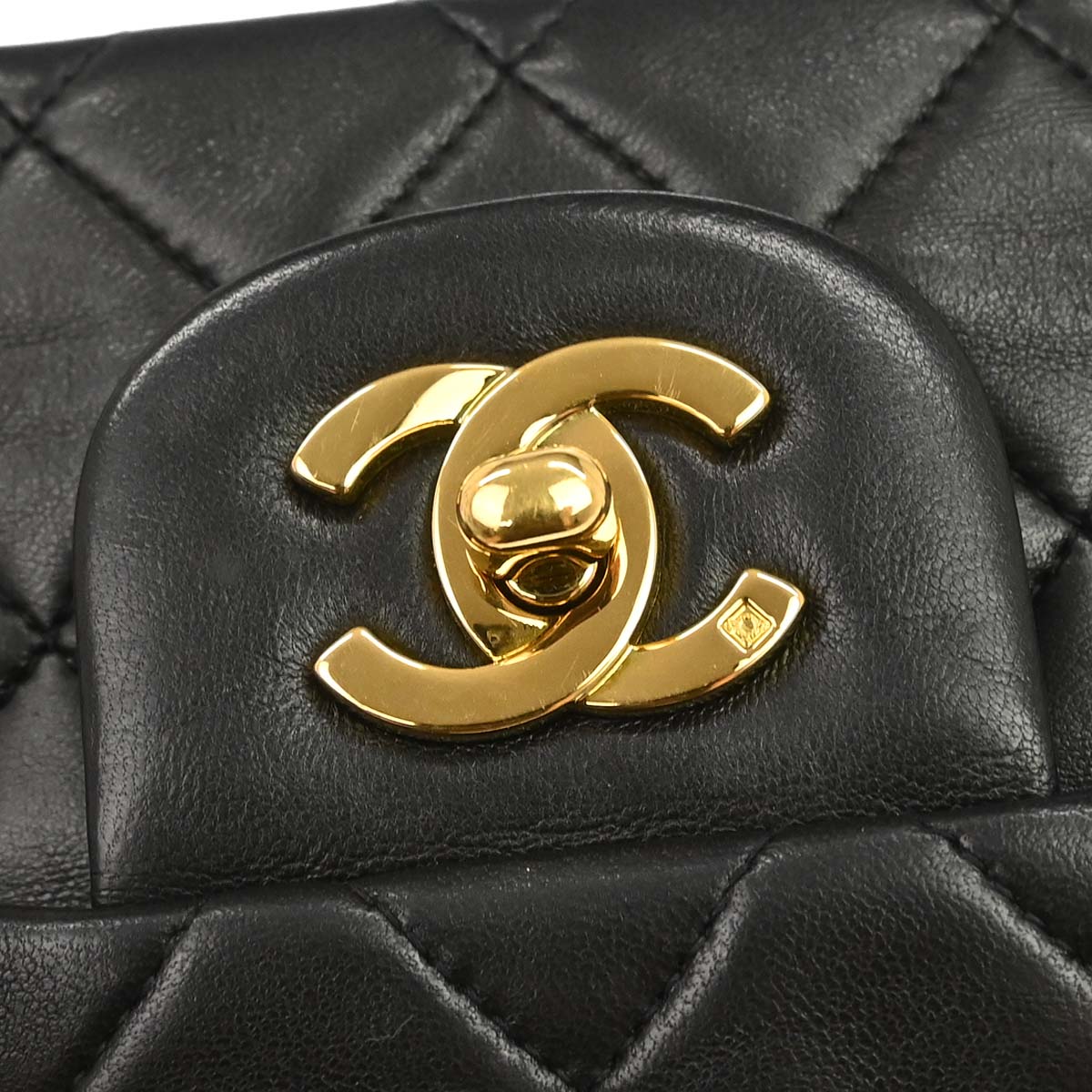 Chanel 1994-1996 Black Lambskin Small Classic Double Flap Shoulder Bag
