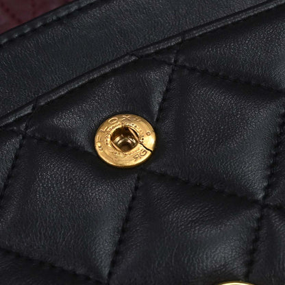 Chanel 1994-1996 Black Lambskin Small Classic Double Flap Shoulder Bag