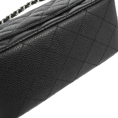Chanel 2008-2009 Black Caviar Skin Mini Classic Square Flap Shoulder Bag 17