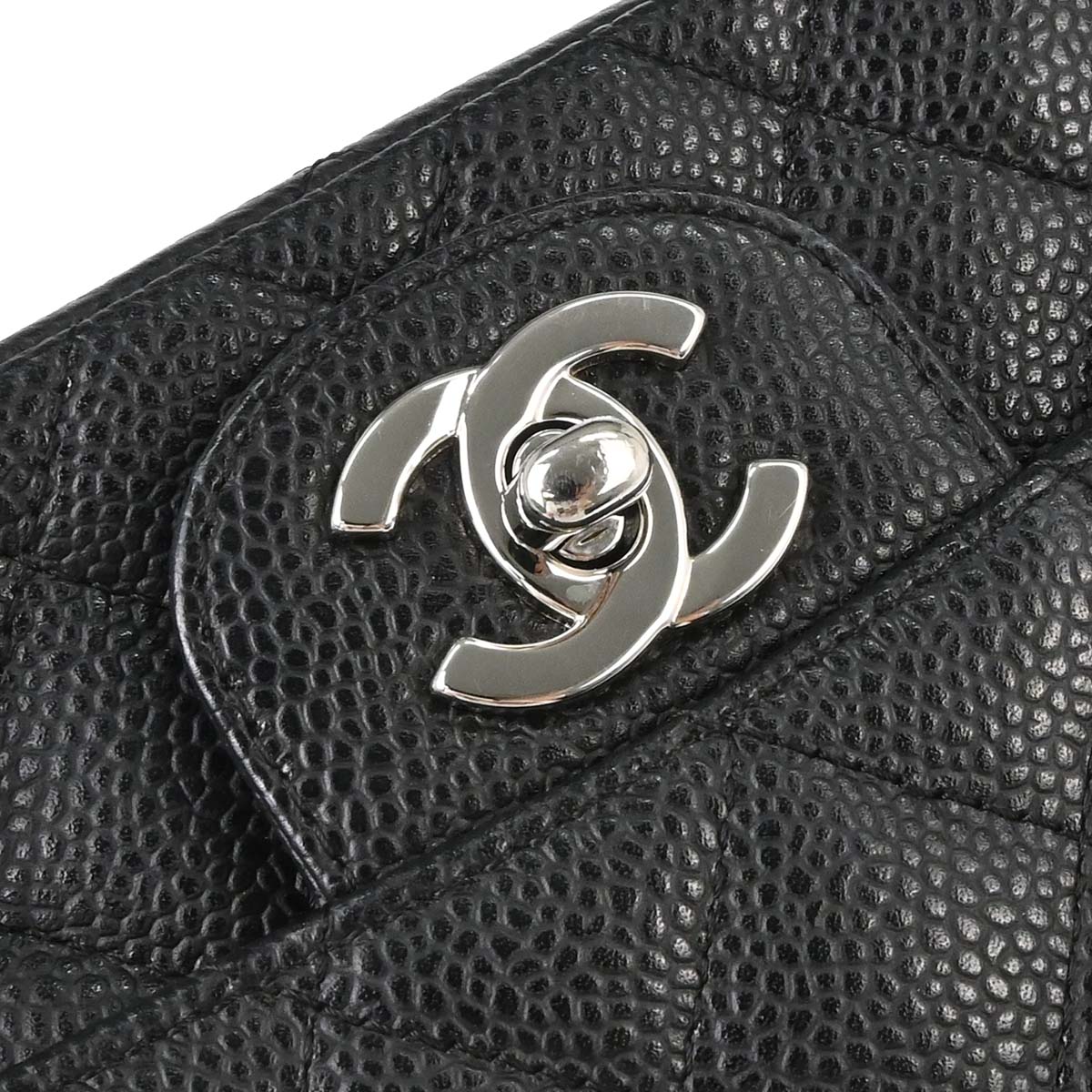 Chanel 2008-2009 Black Caviar Skin Mini Classic Square Flap Shoulder Bag 17
