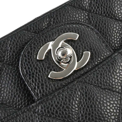 Chanel 2008-2009 Black Caviar Skin Mini Classic Square Flap Shoulder Bag 17