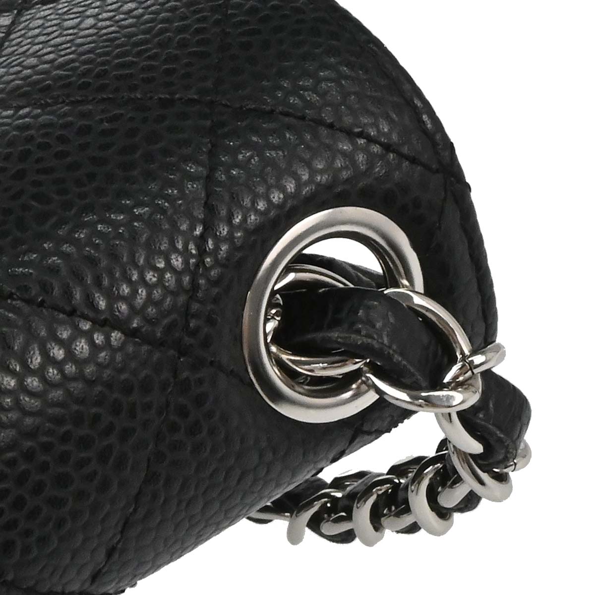 Chanel 2008-2009 Black Caviar Skin Mini Classic Square Flap Shoulder Bag 17