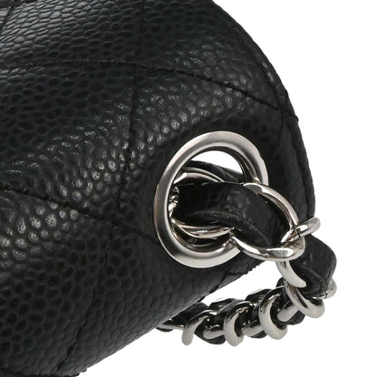 Chanel 2008-2009 Black Caviar Skin Mini Classic Square Flap Shoulder Bag 17