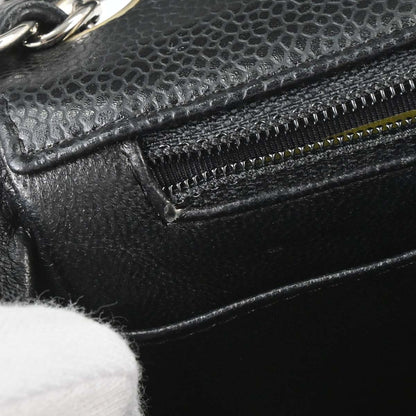 Chanel 2008-2009 Black Caviar Skin Mini Classic Square Flap Shoulder Bag 17