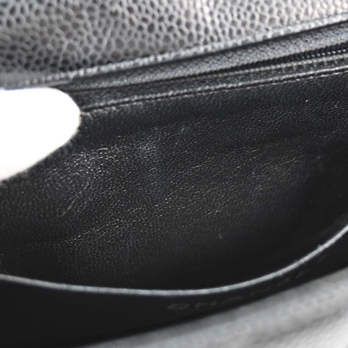 Chanel 2008-2009 Black Caviar Skin Mini Classic Square Flap Shoulder Bag 17