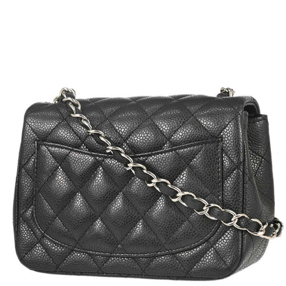 Chanel 2014-2015 Black Caviar Skin Mini Classic Square Flap Shoulder Bag 17