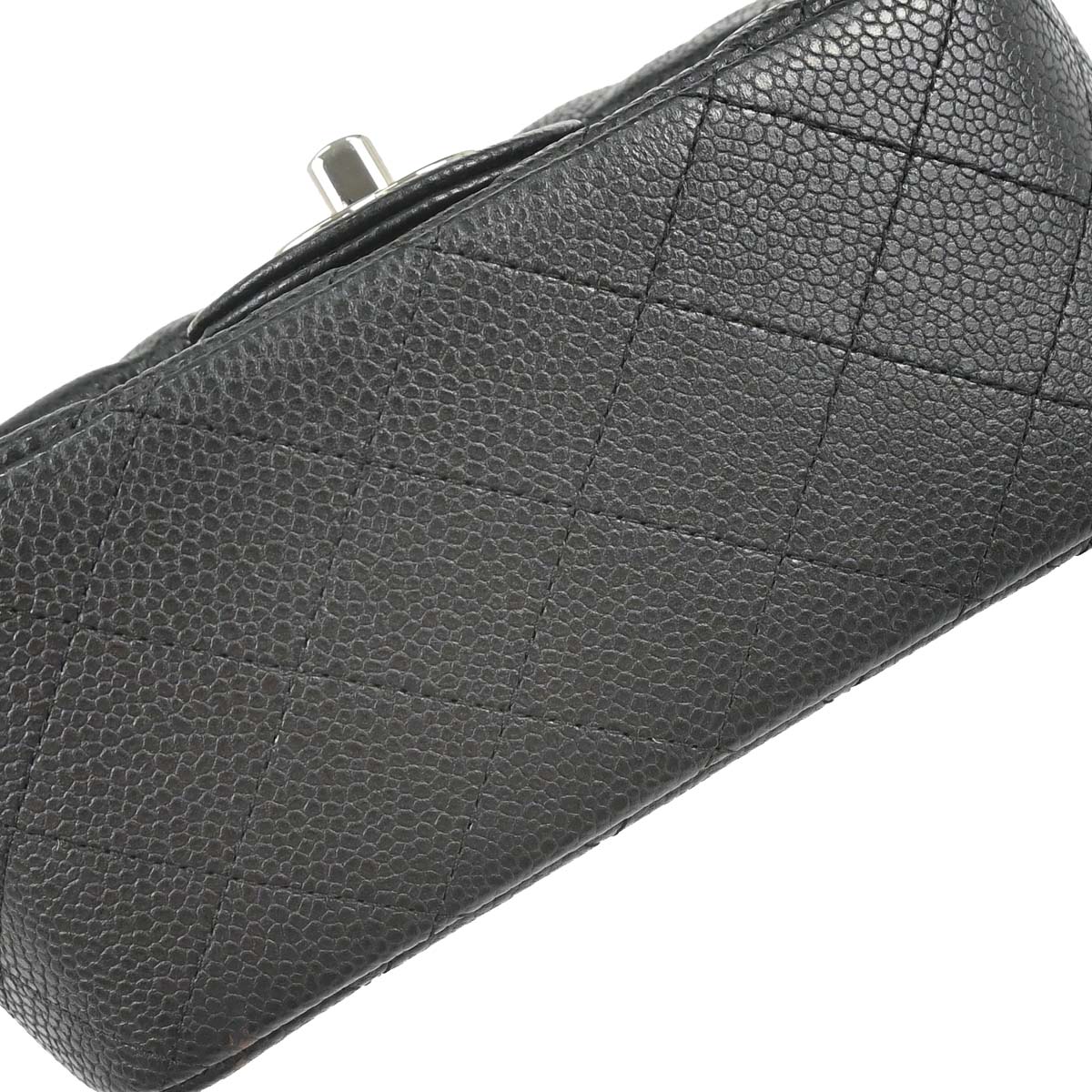 Chanel 2014-2015 Black Caviar Skin Mini Classic Square Flap Shoulder Bag 17