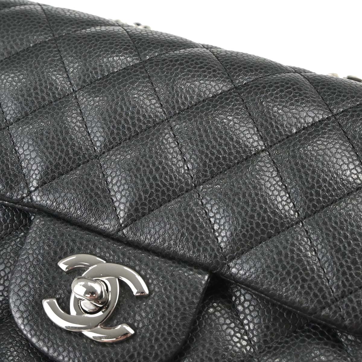 Chanel 2014-2015 Black Caviar Skin Mini Classic Square Flap Shoulder Bag 17