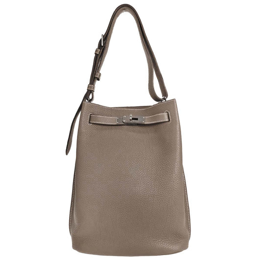 Hermes Etoupe Gray Togo So Kelly 22 Shoulder Bag