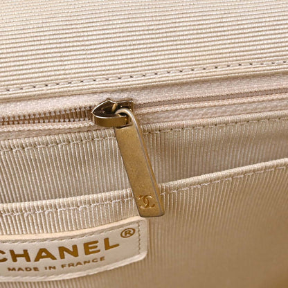 Chanel 2018 Ivory Tweed Patchwork Shoulder Bag