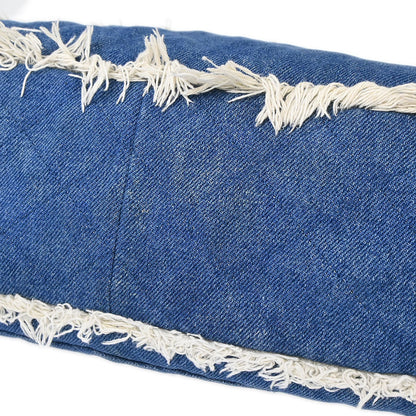 Chanel 1991-1994 Blue Denim Maxi Straight Flap Shoulder Bag