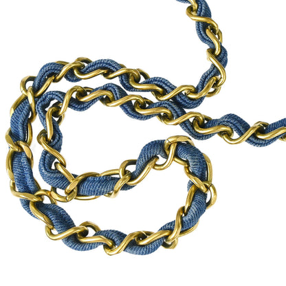 Chanel 1991-1994 Blue Denim Maxi Straight Flap Shoulder Bag