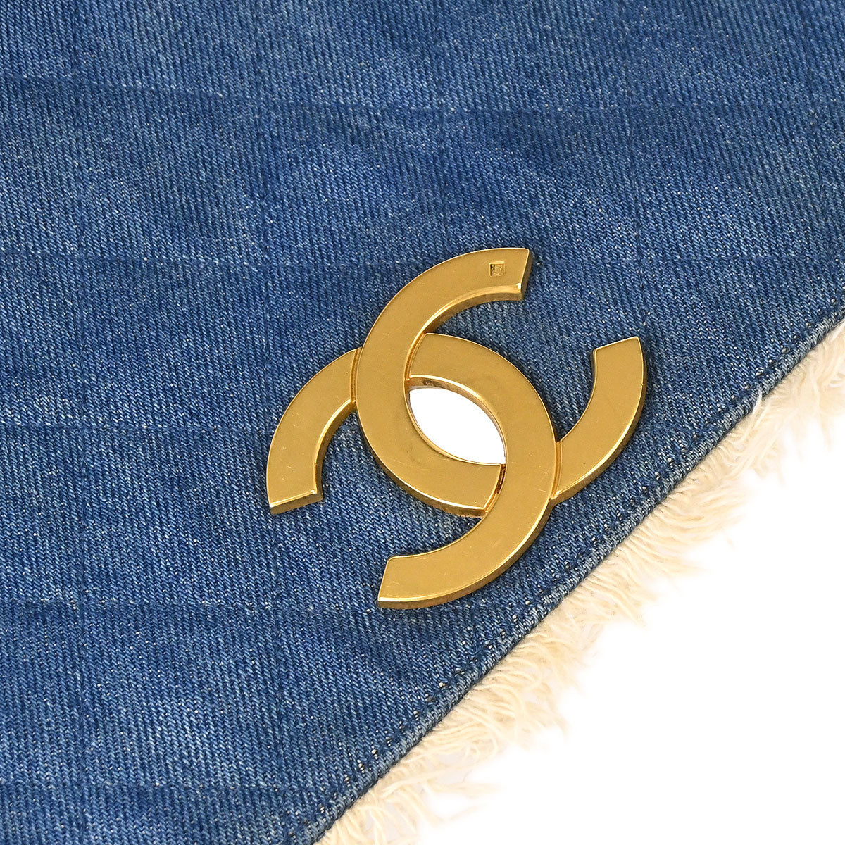Chanel 1991-1994 Blue Denim Maxi Straight Flap Shoulder Bag