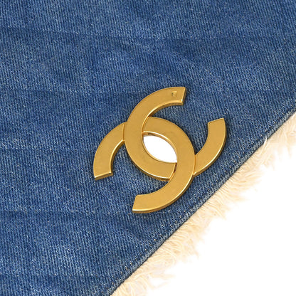 Chanel 1991-1994 Blue Denim Maxi Straight Flap Shoulder Bag