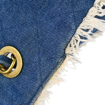 Chanel 1991-1994 Blue Denim Maxi Straight Flap Shoulder Bag