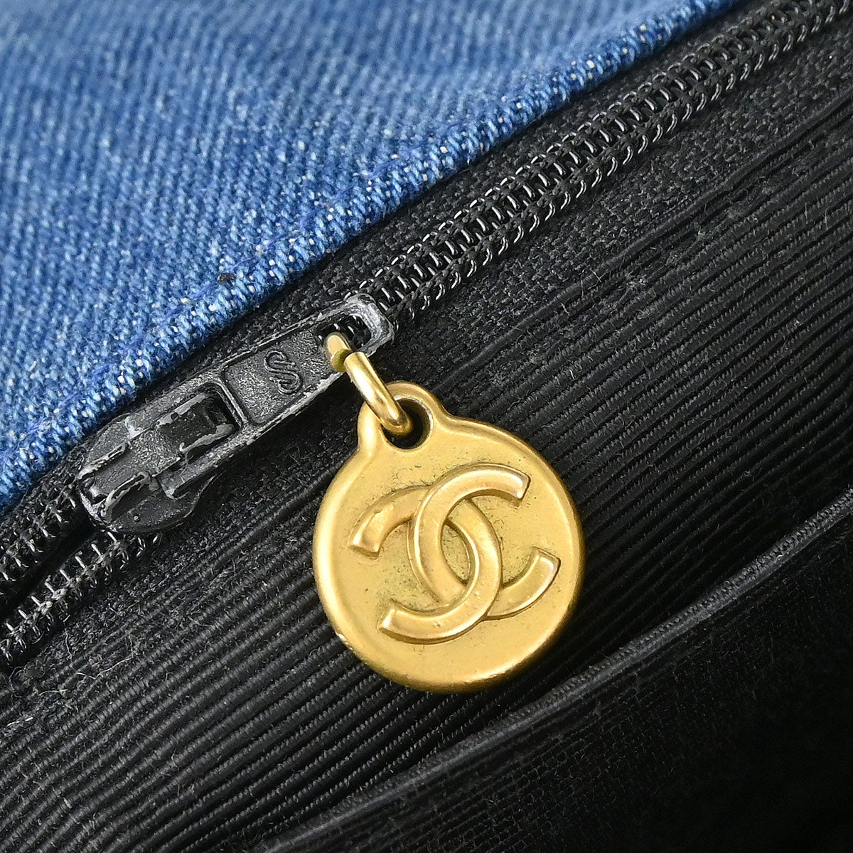 Chanel 1991-1994 Blue Denim Maxi Straight Flap Shoulder Bag