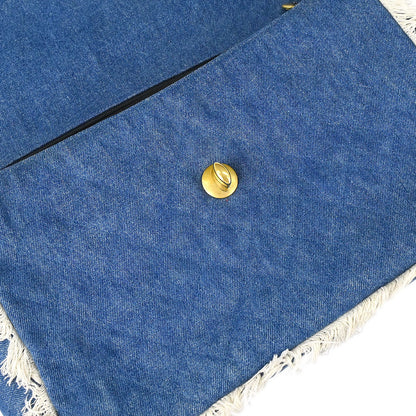 Chanel 1991-1994 Blue Denim Maxi Straight Flap Shoulder Bag