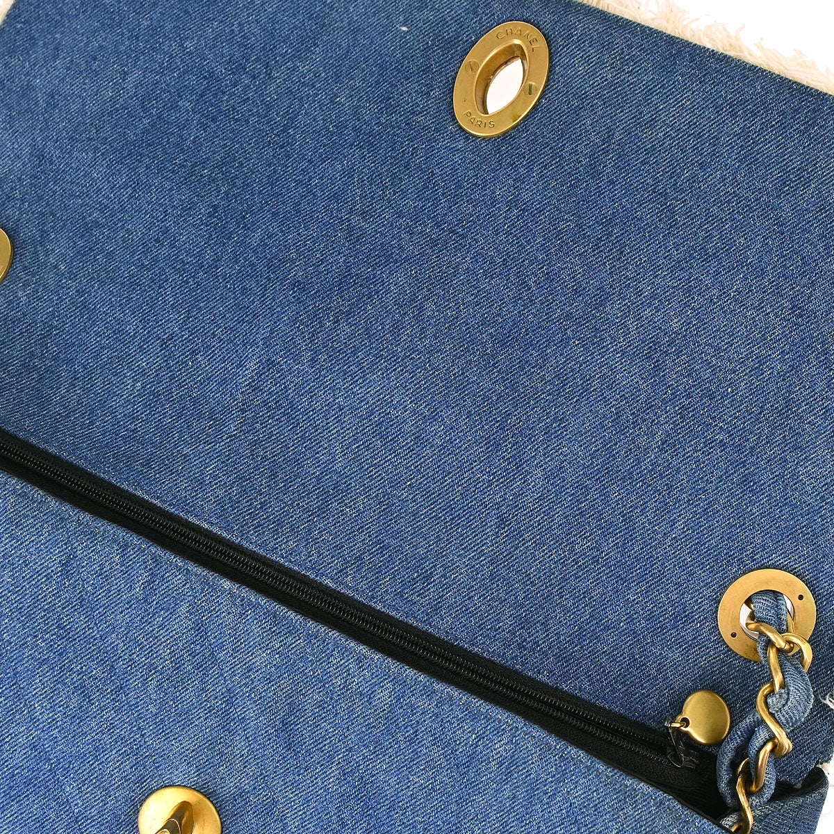 Chanel 1991-1994 Blue Denim Maxi Straight Flap Shoulder Bag