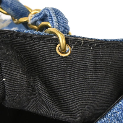 Chanel 1991-1994 Blue Denim Maxi Straight Flap Shoulder Bag