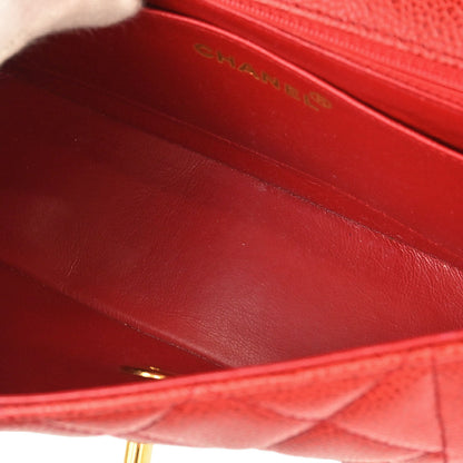 Chanel 1991-1994 Red Caviar Skin Small Diana Shoulder Bag