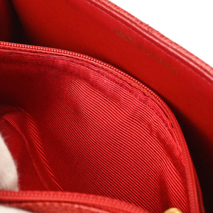 Chanel 1991-1994 Red Caviar Skin Small Diana Shoulder Bag