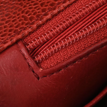 Chanel 1991-1994 Red Caviar Skin Small Diana Shoulder Bag