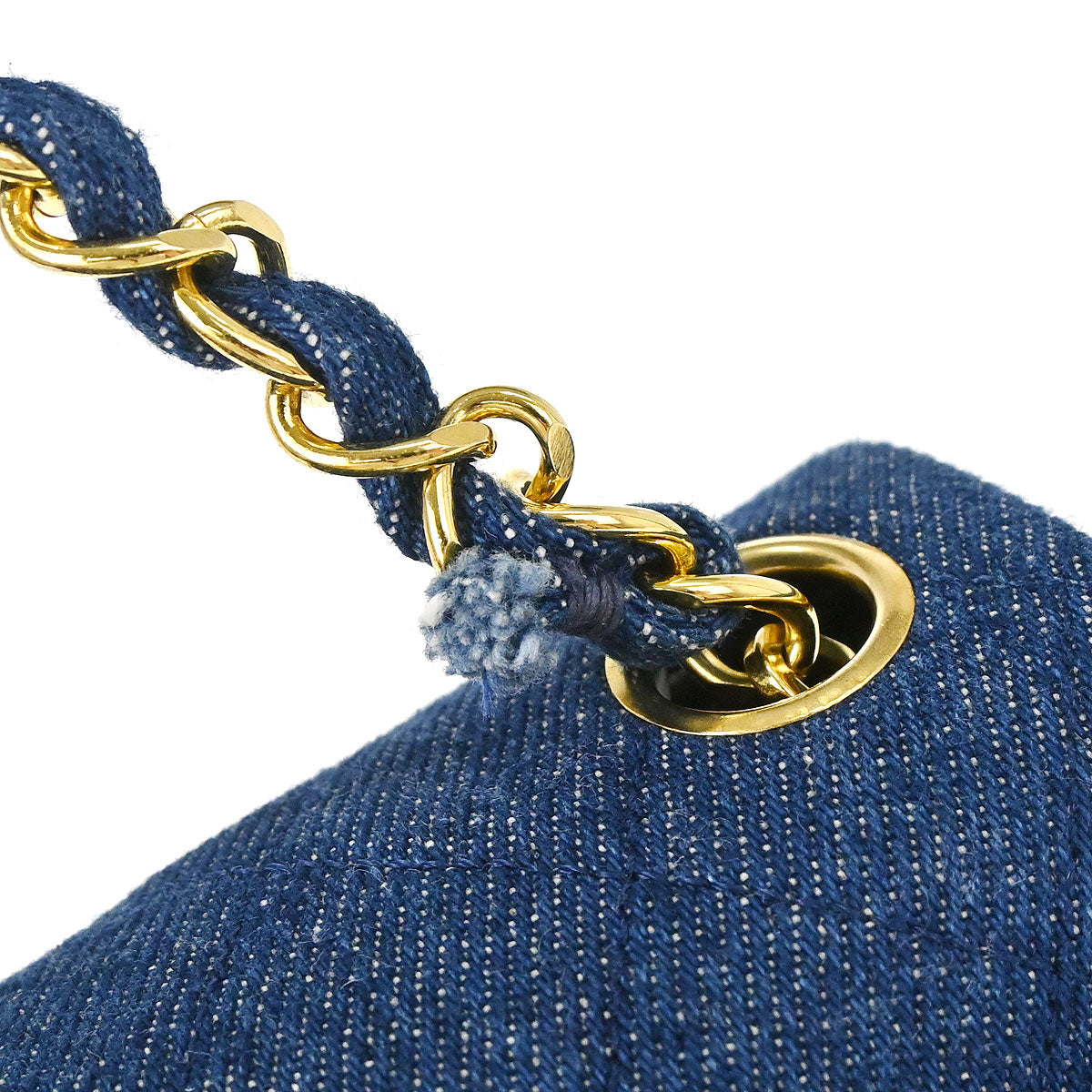 Chanel 1989-1991 Blue Denim Mini Classic Square Flap Shoulder Bag 17
