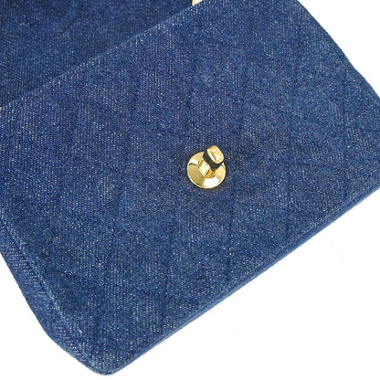Chanel 1989-1991 Blue Denim Mini Classic Square Flap Shoulder Bag 17