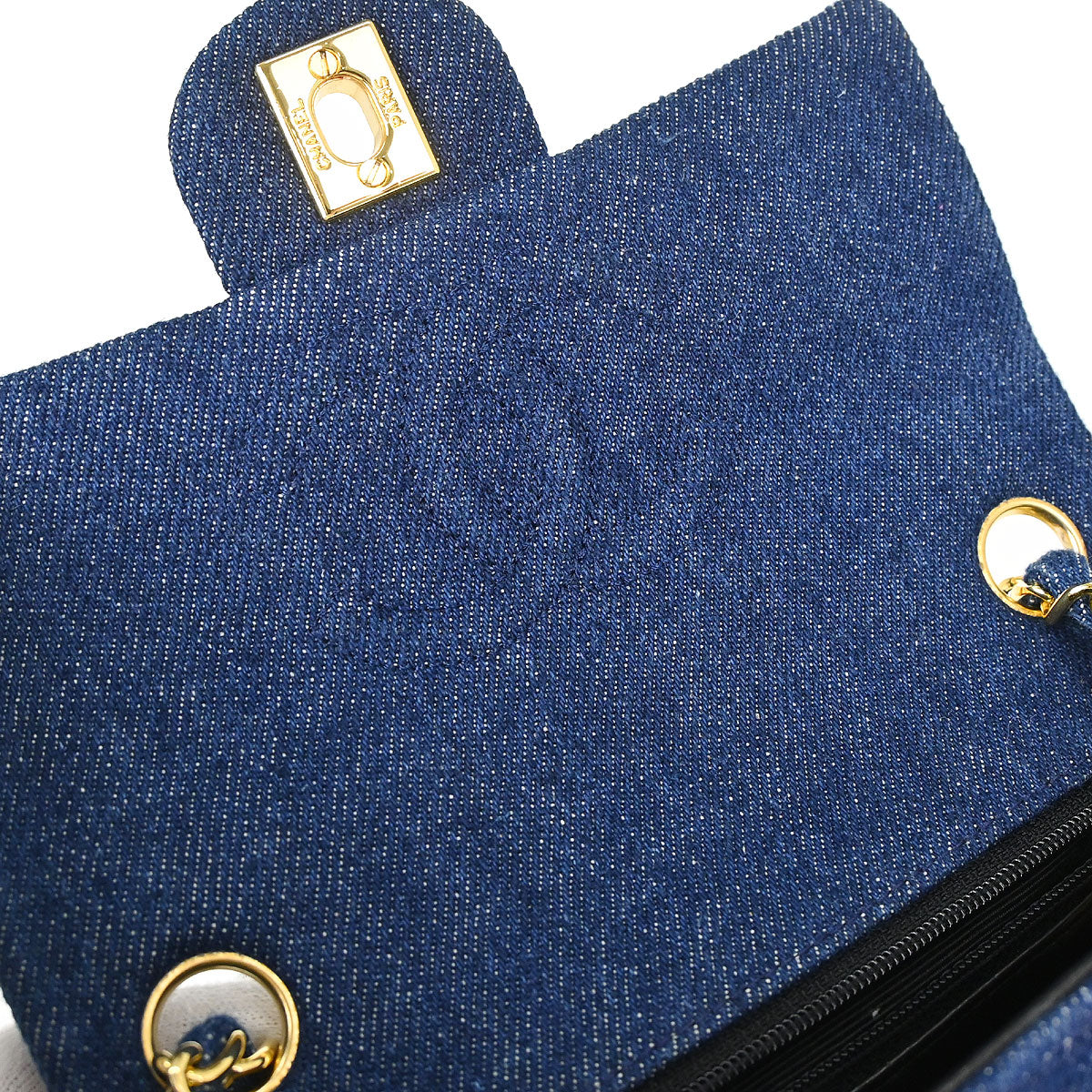 Chanel 1989-1991 Blue Denim Mini Classic Square Flap Shoulder Bag 17