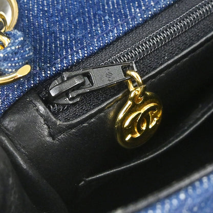 Chanel 1989-1991 Blue Denim Mini Classic Square Flap Shoulder Bag 17