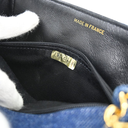 Chanel 1989-1991 Blue Denim Mini Classic Square Flap Shoulder Bag 17