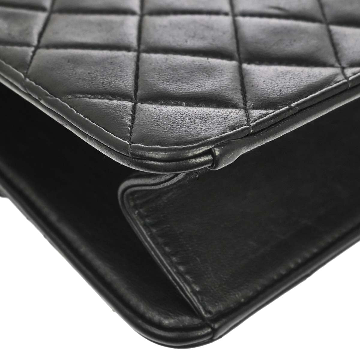 Chanel 1996-1997 Black Lambskin Pushlock Small Half Flap Shoulder Bag