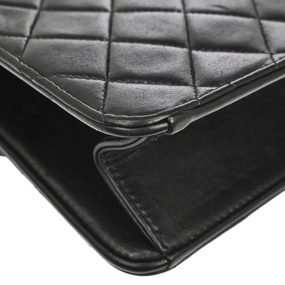 Chanel 1996-1997 Black Lambskin Pushlock Small Half Flap Shoulder Bag