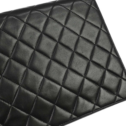 Chanel 1996-1997 Black Lambskin Pushlock Small Half Flap Shoulder Bag