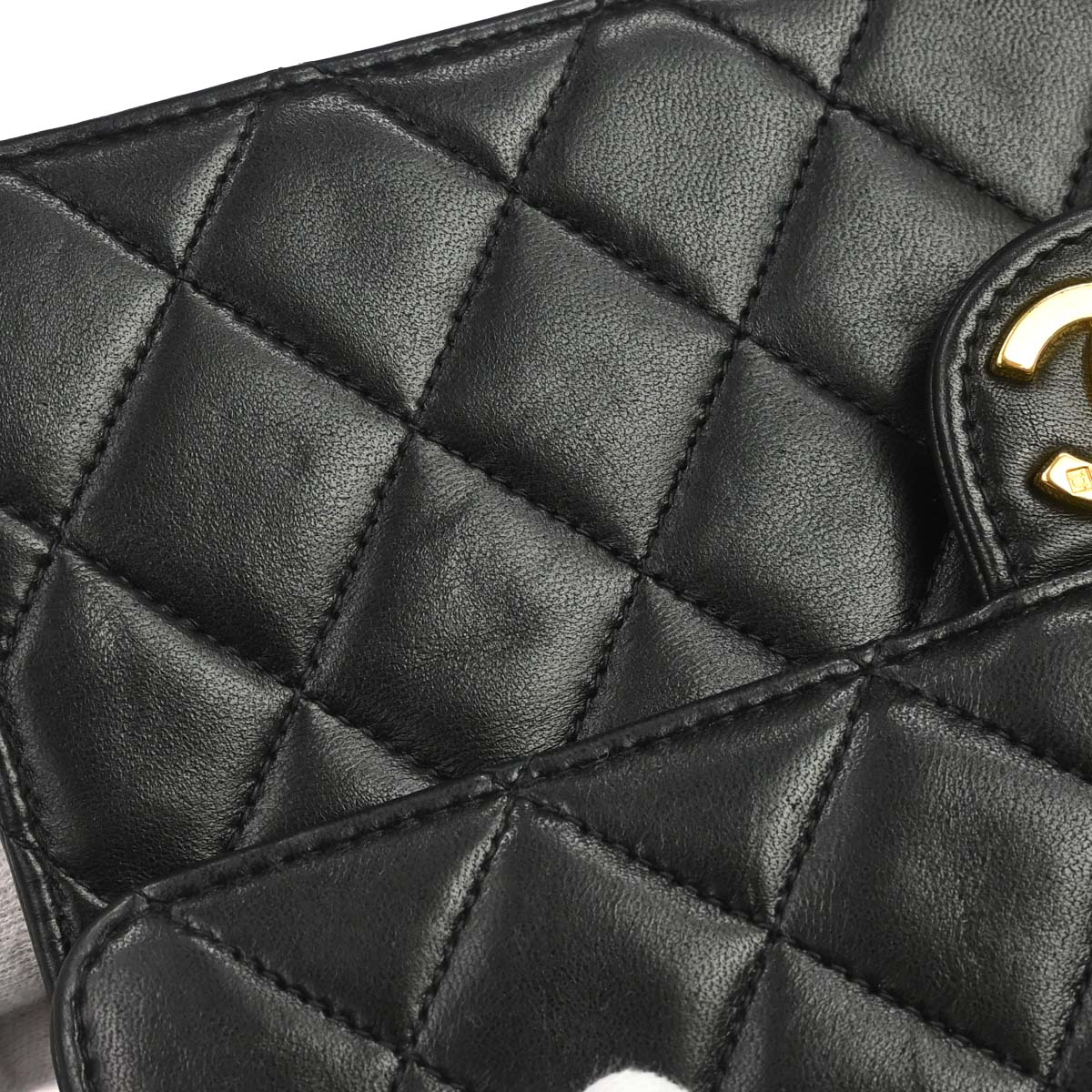 Chanel 1996-1997 Black Lambskin Pushlock Small Half Flap Shoulder Bag